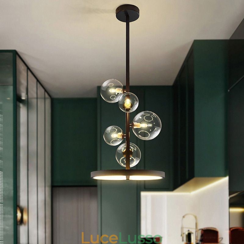 Lampadario moderno a sospensione, lampadario a bolle in vetro