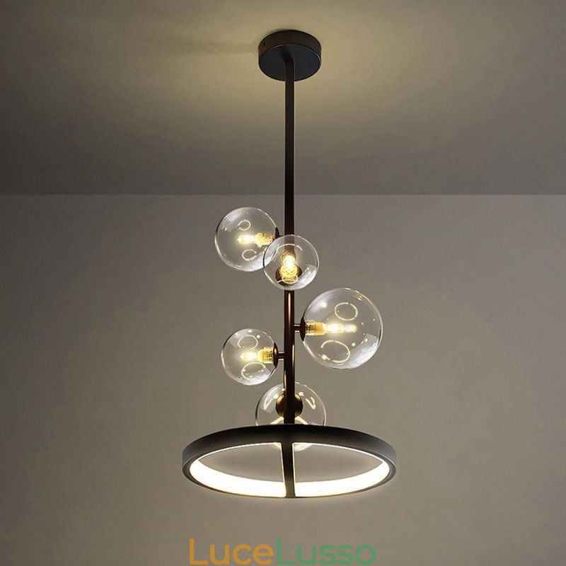Lampadario moderno a sospensione, lampadario a bolle in vetro