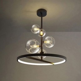 Lampadario moderno a sospensione, lampadario a bolle in vetro