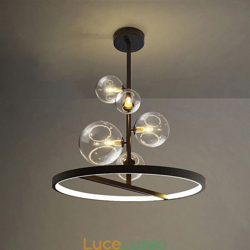 Lampadario moderno a sospensione, lampadario a bolle in vetro