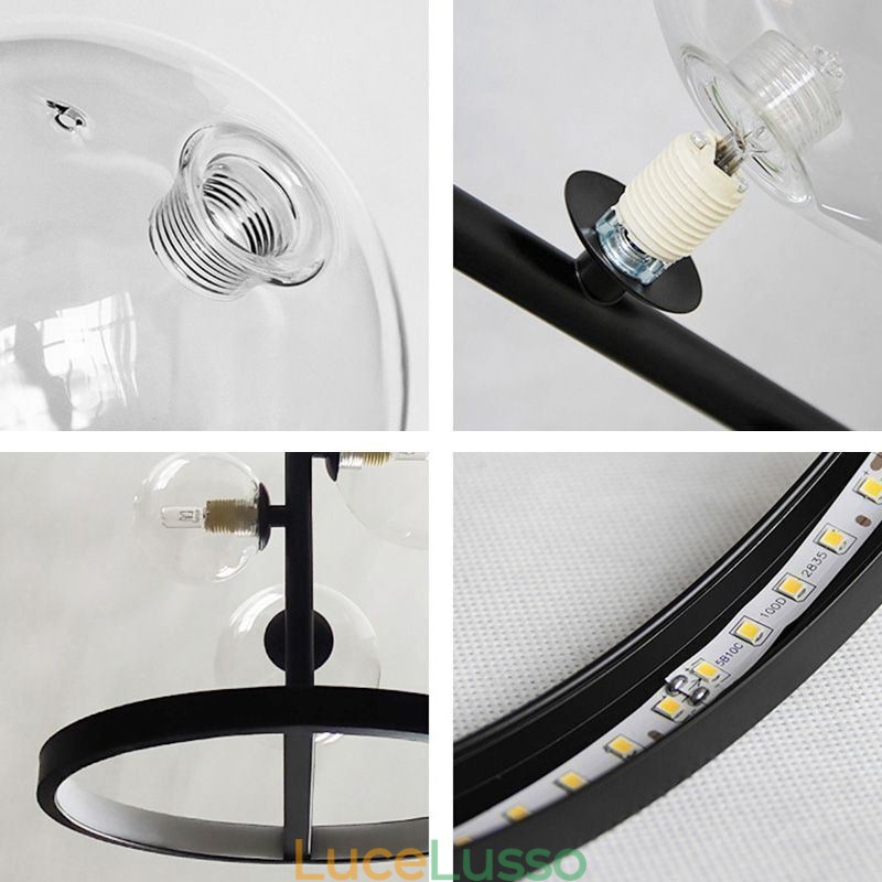 Lampadario moderno a sospensione, lampadario a bolle in vetro