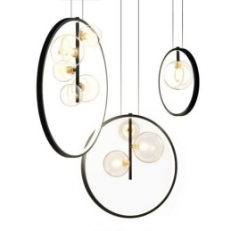 Lampada a sospensione nordica in vetro con bolle, lampadario a cerchio, lampada da salotto moderna