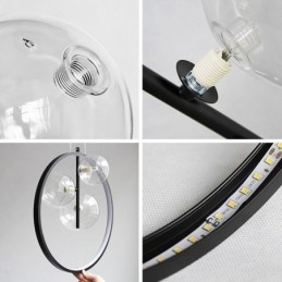 Lampada a sospensione nordica in vetro con bolle, lampadario a cerchio, lampada da salotto moderna