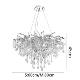 Lampadario di cristallo nordico con paralume rotondo a forma di fiore e luce pendente di lusso in oro