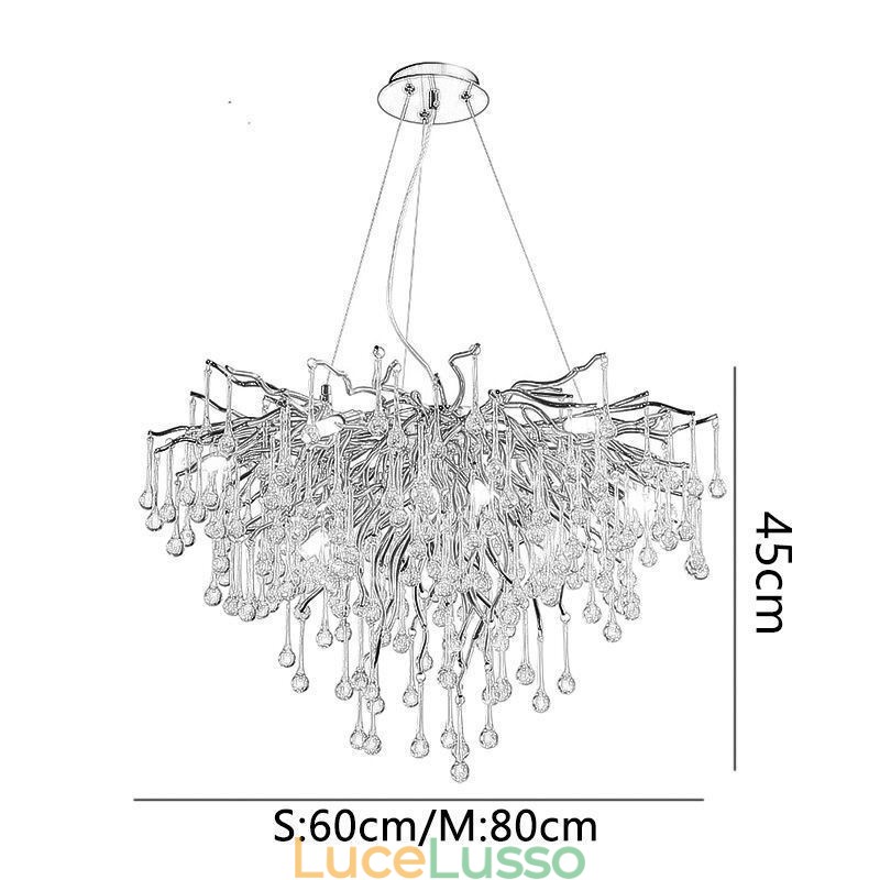 Lampadario di cristallo nordico con paralume rotondo a forma di fiore e luce pendente di lusso in oro