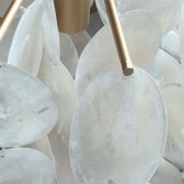 Lampadario a conchiglia naturale rotondo a strati, luce sospesa, sala da pranzo