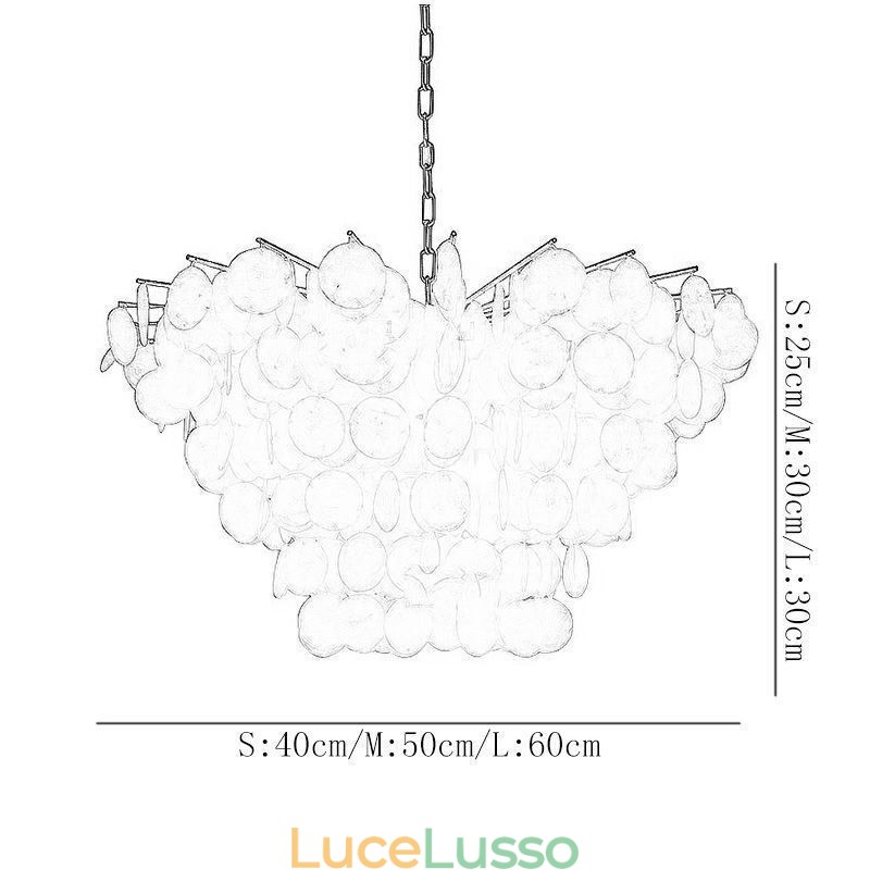 Lampadario a conchiglia naturale rotondo a strati, luce sospesa, sala da pranzo