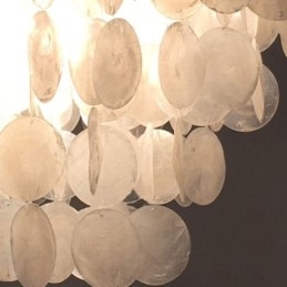 Lampadario a conchiglia naturale rotondo a strati, luce sospesa, sala da pranzo