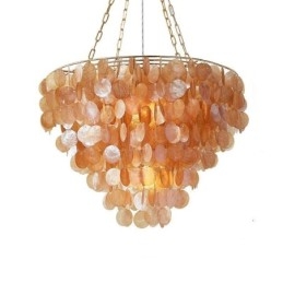 Lampadario a conchiglia naturale rotondo a strati marrone chiaro nero