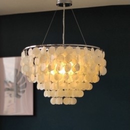 Lampadario a sospensione a conchiglia Capiz, lampadario a strati rotondo naturale