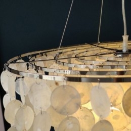 Lampadario a sospensione a conchiglia Capiz, lampadario a strati rotondo naturale