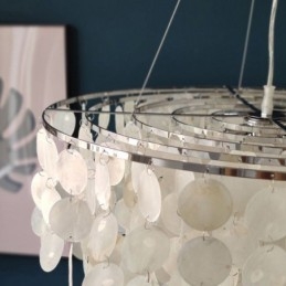 Lampadario a sospensione a conchiglia Capiz, lampadario a strati rotondo naturale