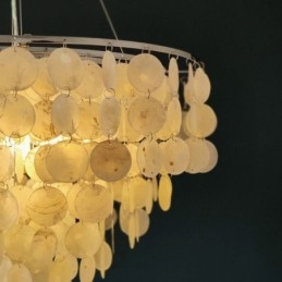 Lampadario a sospensione a conchiglia Capiz, lampadario a strati rotondo naturale