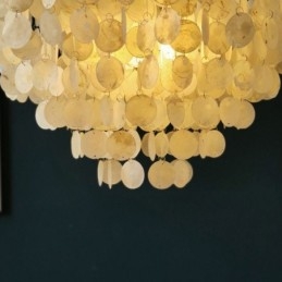 Lampadario a sospensione a conchiglia Capiz, lampadario a strati rotondo naturale