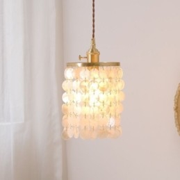 Lampadario classico moderno con paralume in conchiglia bianca, lampada a sospensione, lampada da soffitto