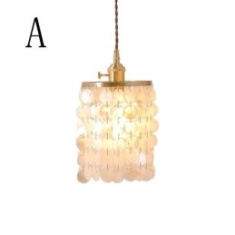 Lampadario classico moderno con paralume in conchiglia bianca, lampada a sospensione, lampada da soffitto