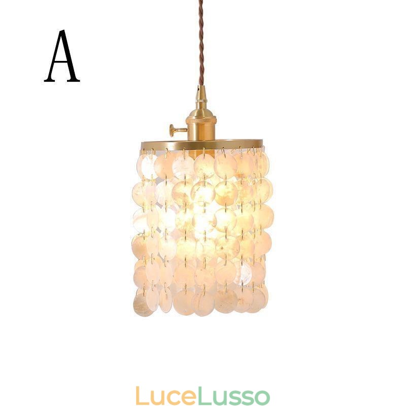 Lampadario classico moderno con paralume in conchiglia bianca, lampada a sospensione, lampada da soffitto
