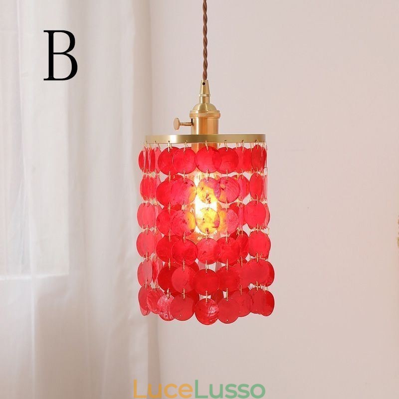 Lampadario classico moderno con paralume in conchiglia bianca, lampada a sospensione, lampada da soffitto
