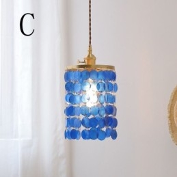 Lampadario classico moderno con paralume in conchiglia bianca, lampada a sospensione, lampada da soffitto