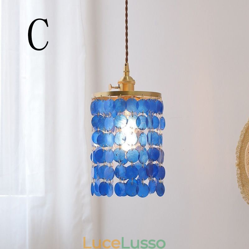 Lampadario classico moderno con paralume in conchiglia bianca, lampada a sospensione, lampada da soffitto