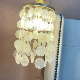 Lampadario classico moderno con paralume in conchiglia bianca, lampada a sospensione, lampada da soffitto