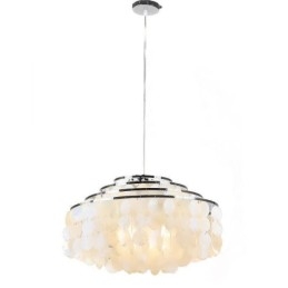 Lampadario moderno a forma di goccia di pioggia con paralume in conchiglia bianca e illuminazione a sospensione