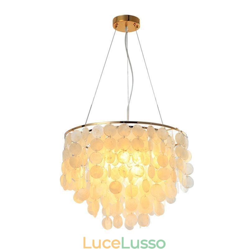 Lampadario moderno a sospensione a forma di conchiglia bianca