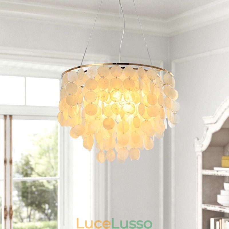 Lampadario moderno a sospensione a forma di conchiglia bianca