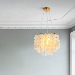 Lampadario moderno a sospensione a forma di conchiglia bianca