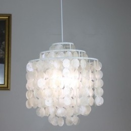 Lampada a sospensione moderna classica con paralume in conchiglia bianca