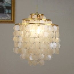 Lampada a sospensione moderna classica con paralume in conchiglia bianca
