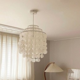 Lampada a sospensione moderna classica con paralume in conchiglia bianca