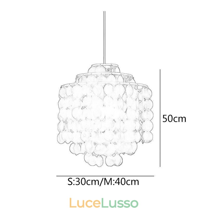 Lampada a sospensione moderna classica con paralume in conchiglia bianca