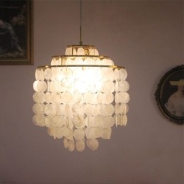 Lampada a sospensione moderna classica con paralume in conchiglia bianca