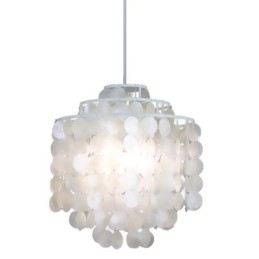 Lampada a sospensione moderna classica con paralume in conchiglia bianca