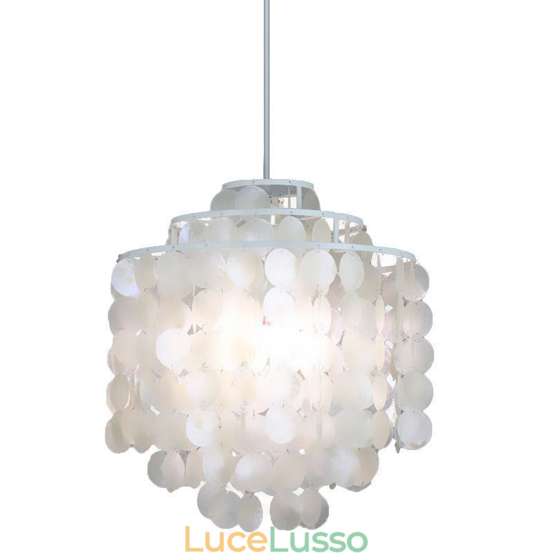 Lampada a sospensione moderna classica con paralume in conchiglia bianca