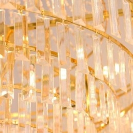 Lampada a sospensione in cristallo dorato, 4 livelli, illuminazione da soffitto, 7 luci