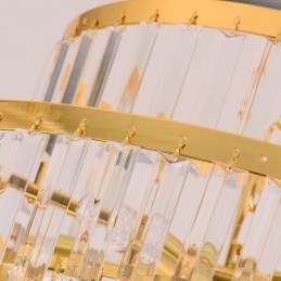 Lampada a sospensione in cristallo dorato, 5 livelli, illuminazione da soffitto, 7 luci