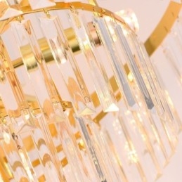Lampada a sospensione in cristallo dorato, 5 livelli, illuminazione da soffitto, 7 luci