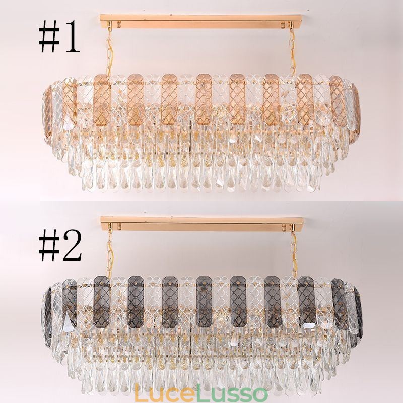 Lampada a sospensione moderna in cristallo Lampada a sospensione ovale di lusso