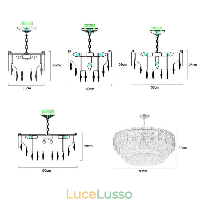 Lampada a sospensione europea di lusso Lampada da soffitto in cristallo