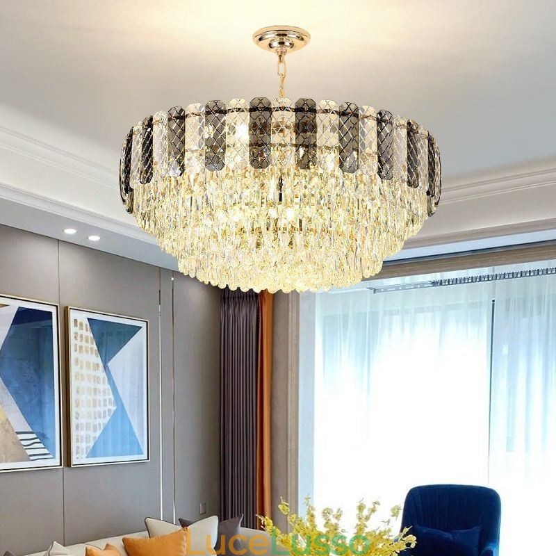 Lampada a sospensione europea di lusso Lampada da soffitto in cristallo