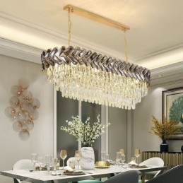 Lampada a sospensione in cristallo europeo Lampada da soffitto ovale di lusso