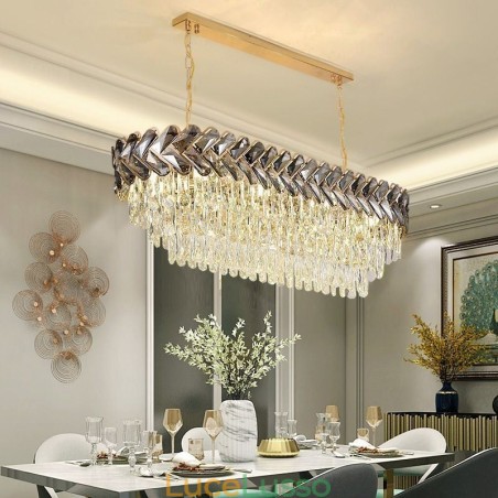 Lampada a sospensione in cristallo europeo Lampada da soffitto ovale di lusso Lampada a sospensione in cristallo europeo Lampada da soffitto ovale di lusso