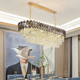 Lampada a sospensione in cristallo europeo Lampada da soffitto ovale di lusso