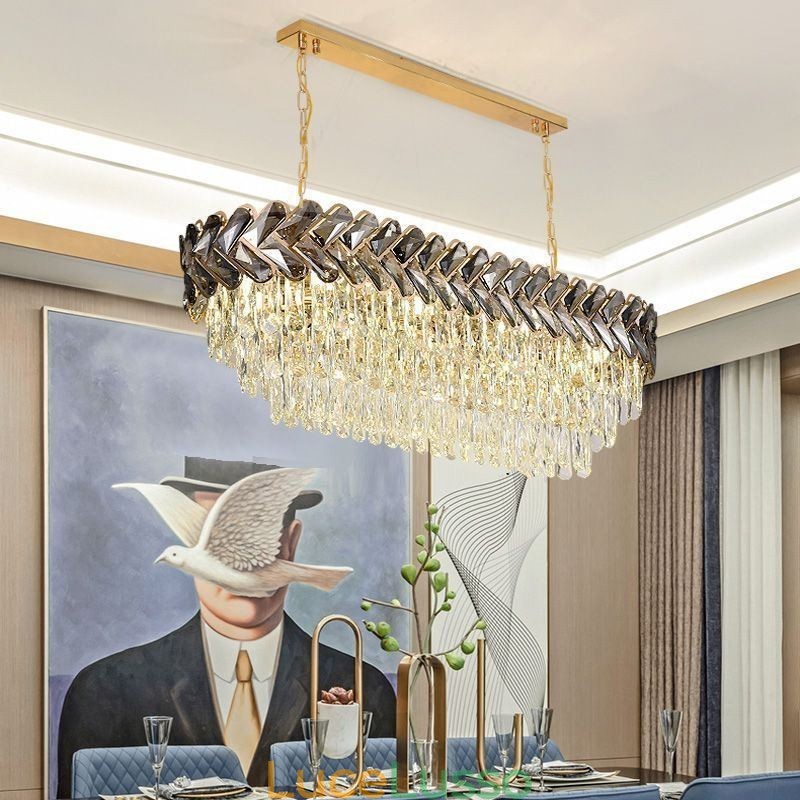 Lampada a sospensione in cristallo europeo Lampada da soffitto ovale di lusso