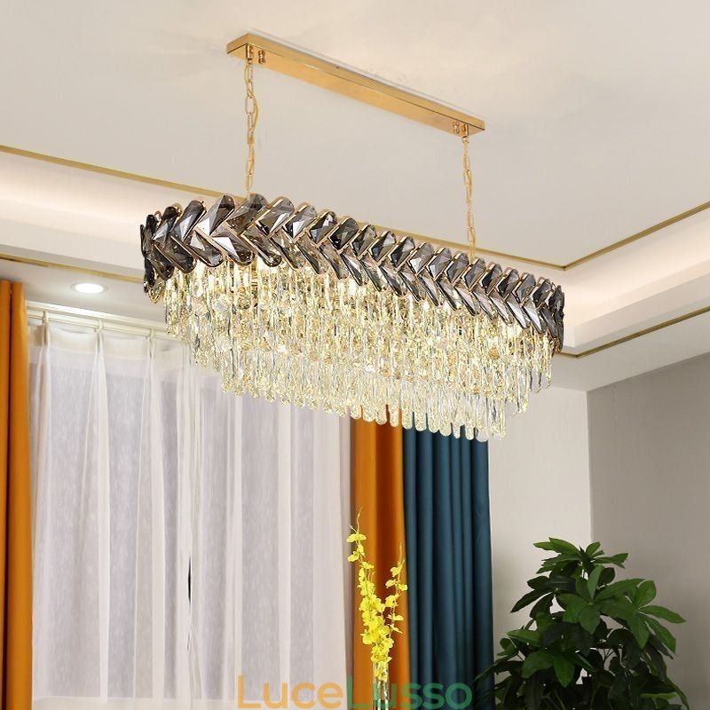 Lampada a sospensione in cristallo europeo Lampada da soffitto ovale di lusso