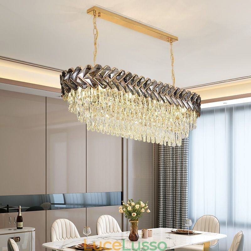 Lampada a sospensione in cristallo europeo Lampada da soffitto ovale di lusso