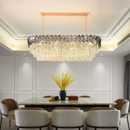 Lampada a sospensione in cristallo europeo Lampada da soffitto ovale di lusso