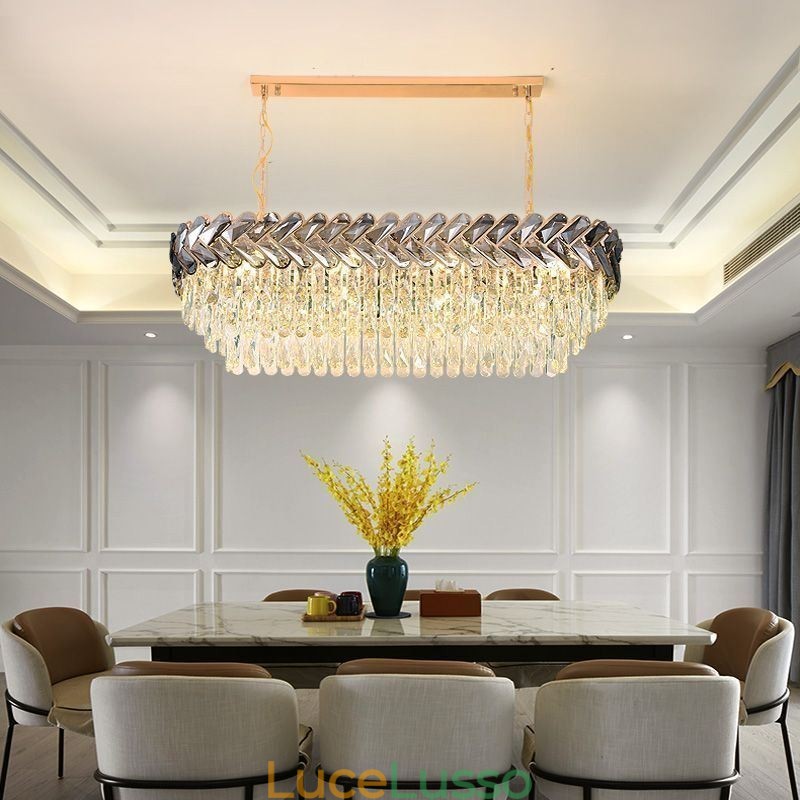 Lampada a sospensione in cristallo europeo Lampada da soffitto ovale di lusso